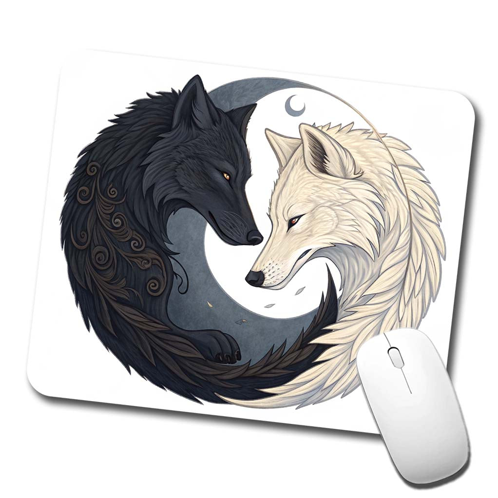 Two Wolves Yin Yang Low Profile Mouse Pad Mat