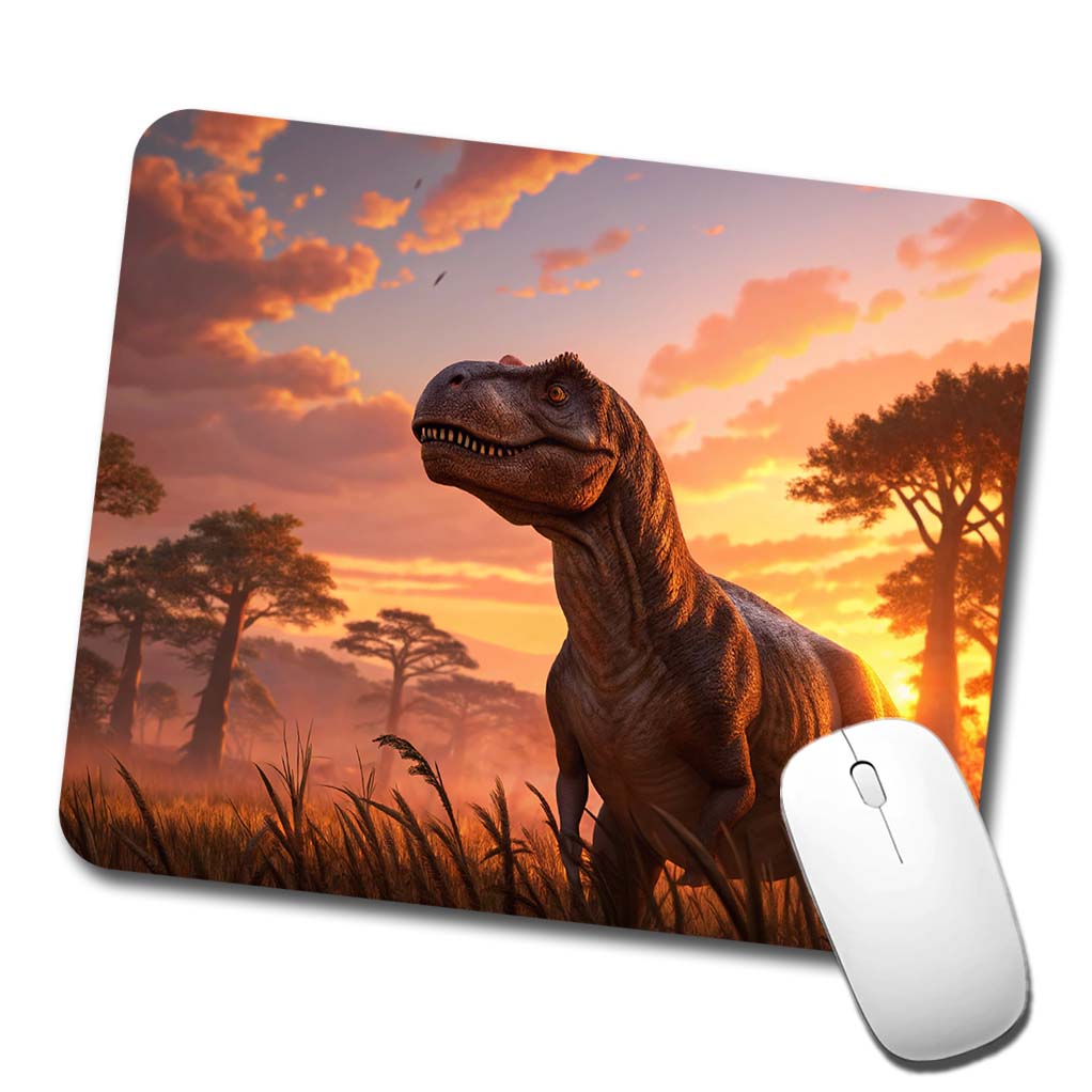 Tyrannosaurus T-Rex Dinosaur Sunset Sky Low Profile Mouse Pad Mat