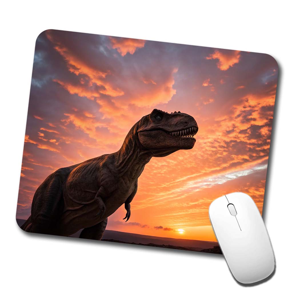 Tyrannosaurus T-Rex Dinosaur Sunset Sunrise Low Profile Mouse Pad Mat