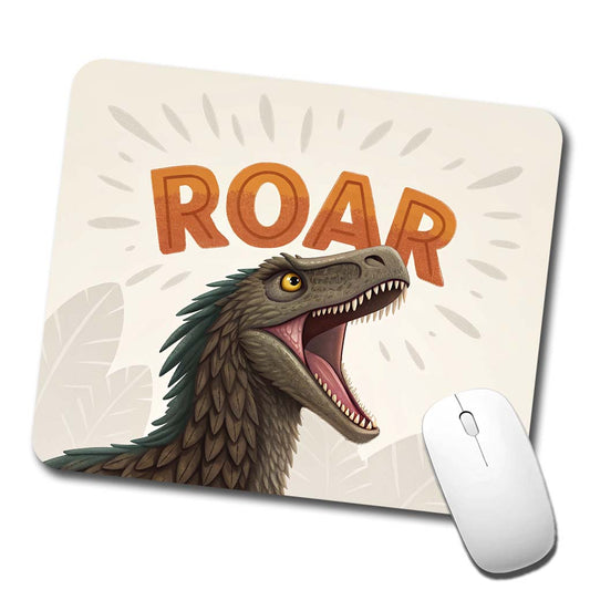 Velociraptor Roar Bold Dinosaur Low Profile Mouse Pad Mat