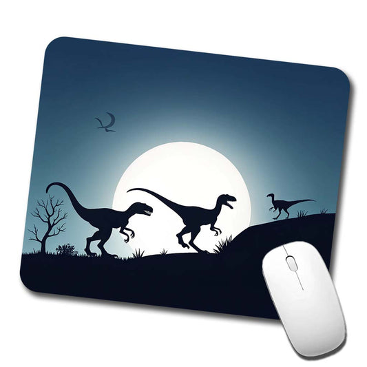 Velociraptor Silhouettes Dinosaurs Low Profile Mouse Pad Mat