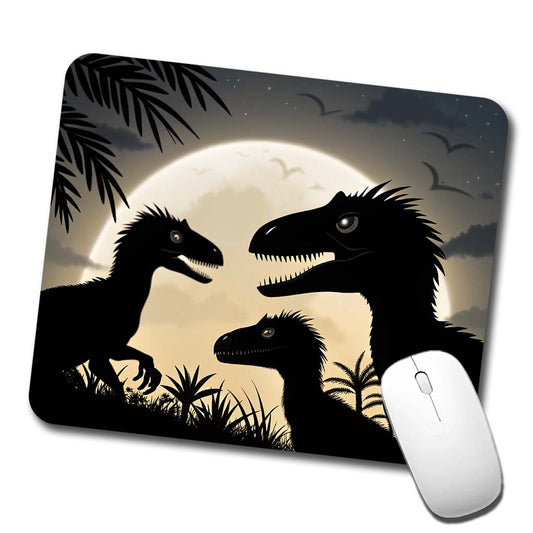 Velociraptor Silhouettes Night Dinosaur Low Profile Mouse Pad Mat