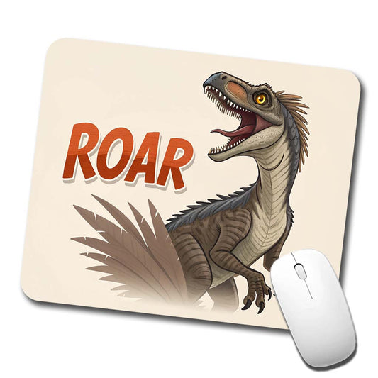 Velociraptor With Roar Dinosaur Low Profile Mouse Pad Mat