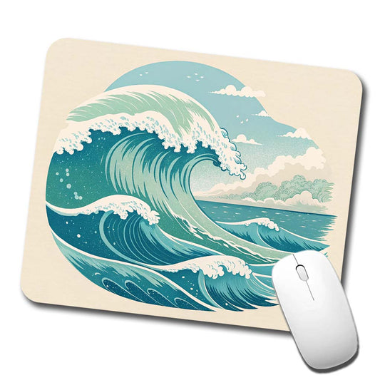 Vintage Ocean Waves Low Profile Mouse Pad Mat