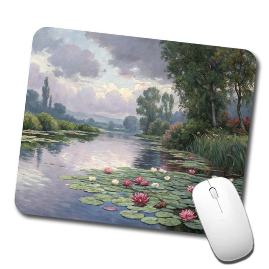 Water Lilies By Claude Monet Inspired Low Profile Mouse Pad Mat