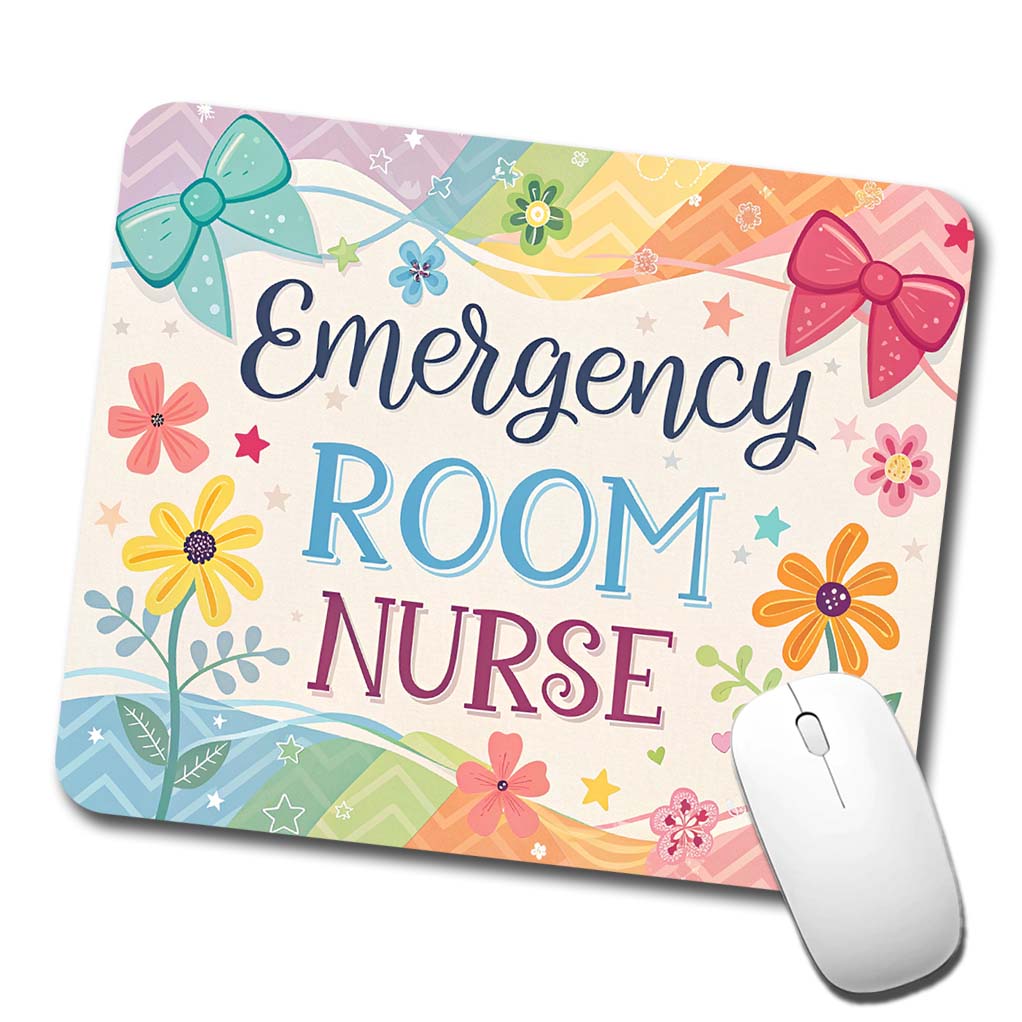 Emergency Room Nurse Appreciation Coquette Bows Flowers Low Profile Mouse Pad Mat