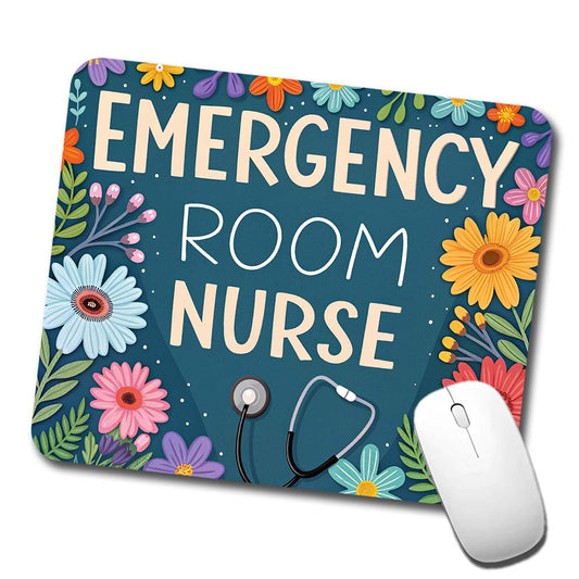 Emergency Room Nurse Appreciation Stethoscope Flowers Low Profile Mouse Pad Mat
