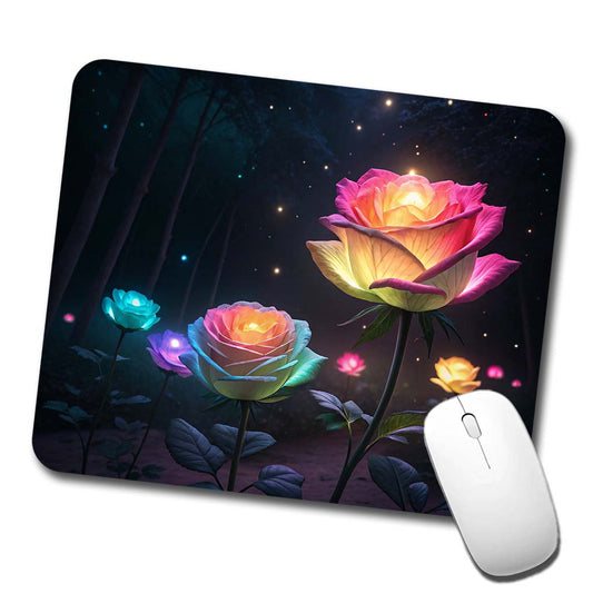 Glowing Roses Beautiful Flowers Low Profile Mouse Pad Mat