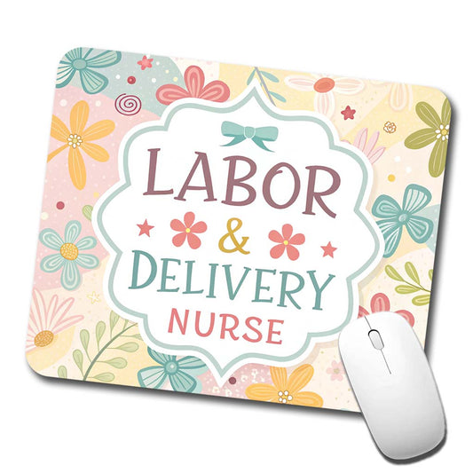Labor & Delivery Nurse Appreciation Coquette Bows Flowers Low Profile Mouse Pad Mat