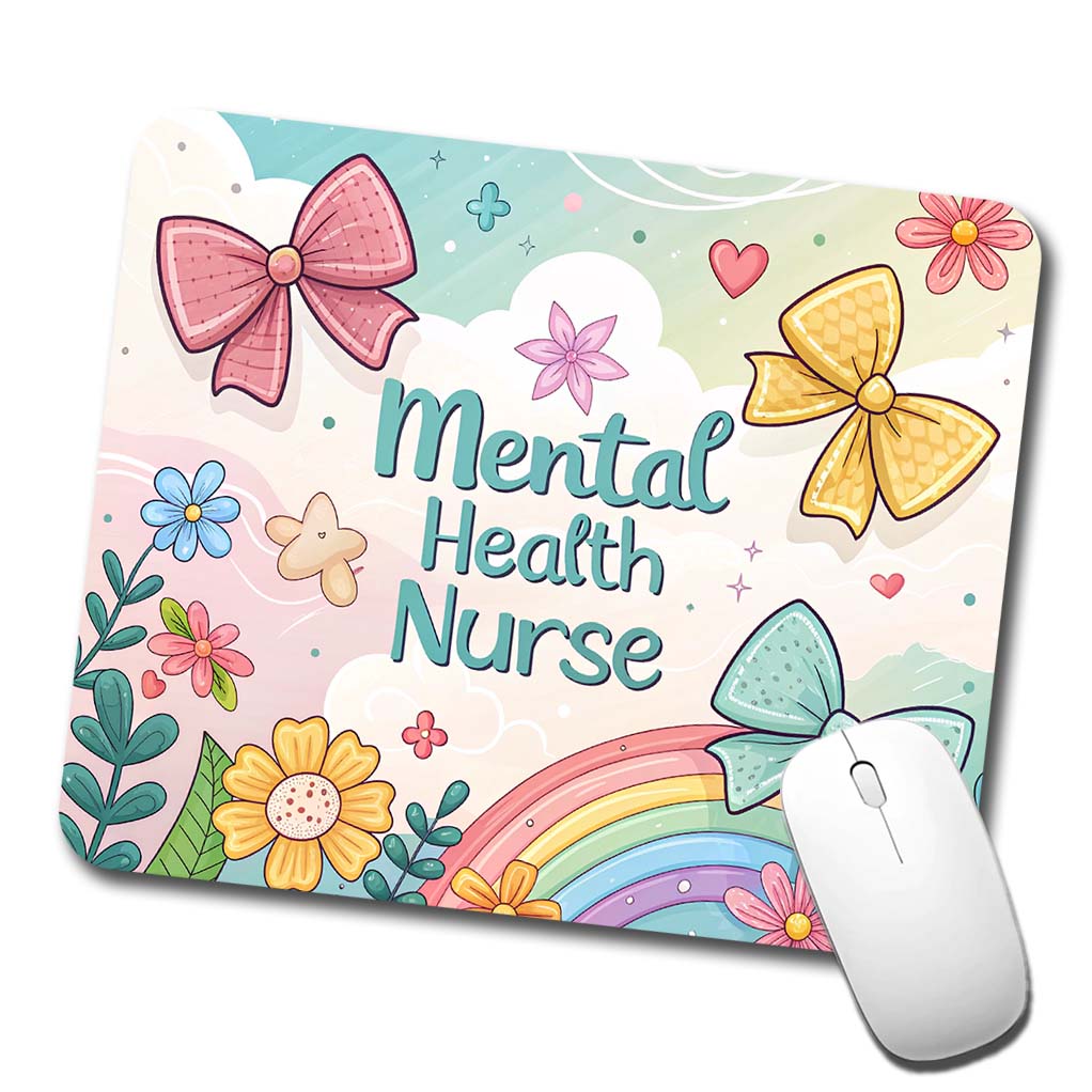 Mental Health Nurse Appreciation Coquette Bows Flowers Low Profile Mouse Pad Mat