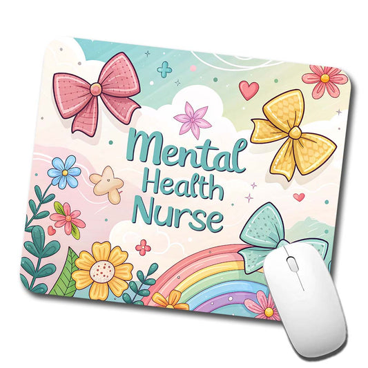 Mental Health Nurse Appreciation Coquette Bows Flowers Low Profile Mouse Pad Mat