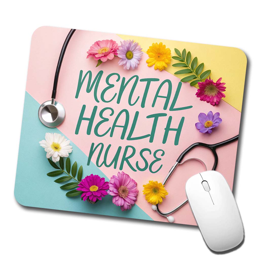 Mental Health Nurse Appreciation Stethoscope Flowers Low Profile Mouse Pad Mat