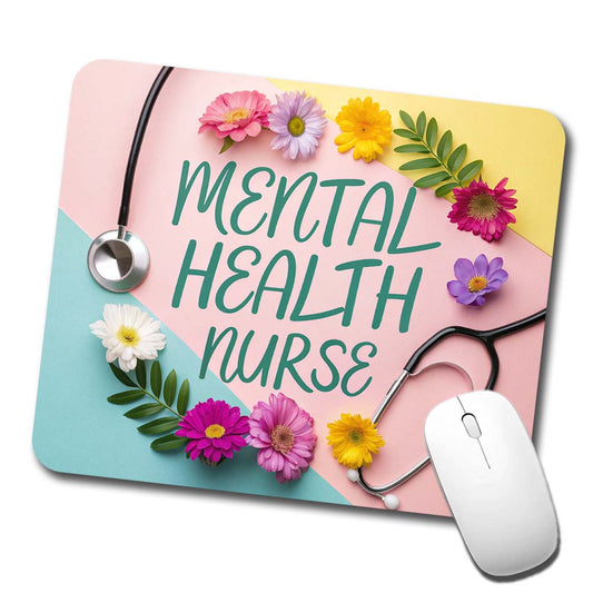 Mental Health Nurse Appreciation Stethoscope Flowers Low Profile Mouse Pad Mat