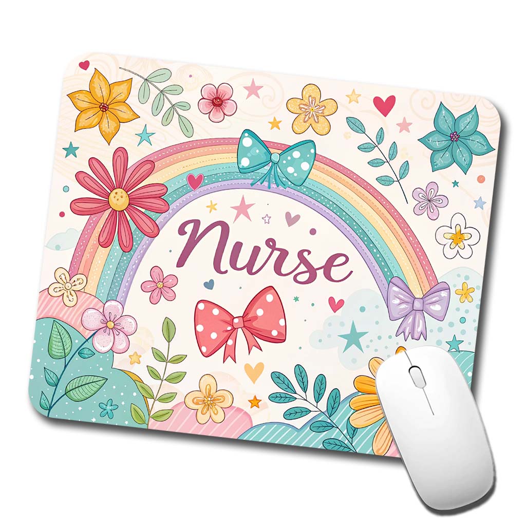 Nurse Appreciation Coquette Bows Flowers Low Profile Mouse Pad Mat