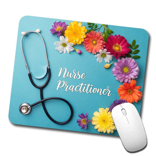 Nurse Practitioner Appreciation Stethoscope Flowers Low Profile Mouse Pad Mat