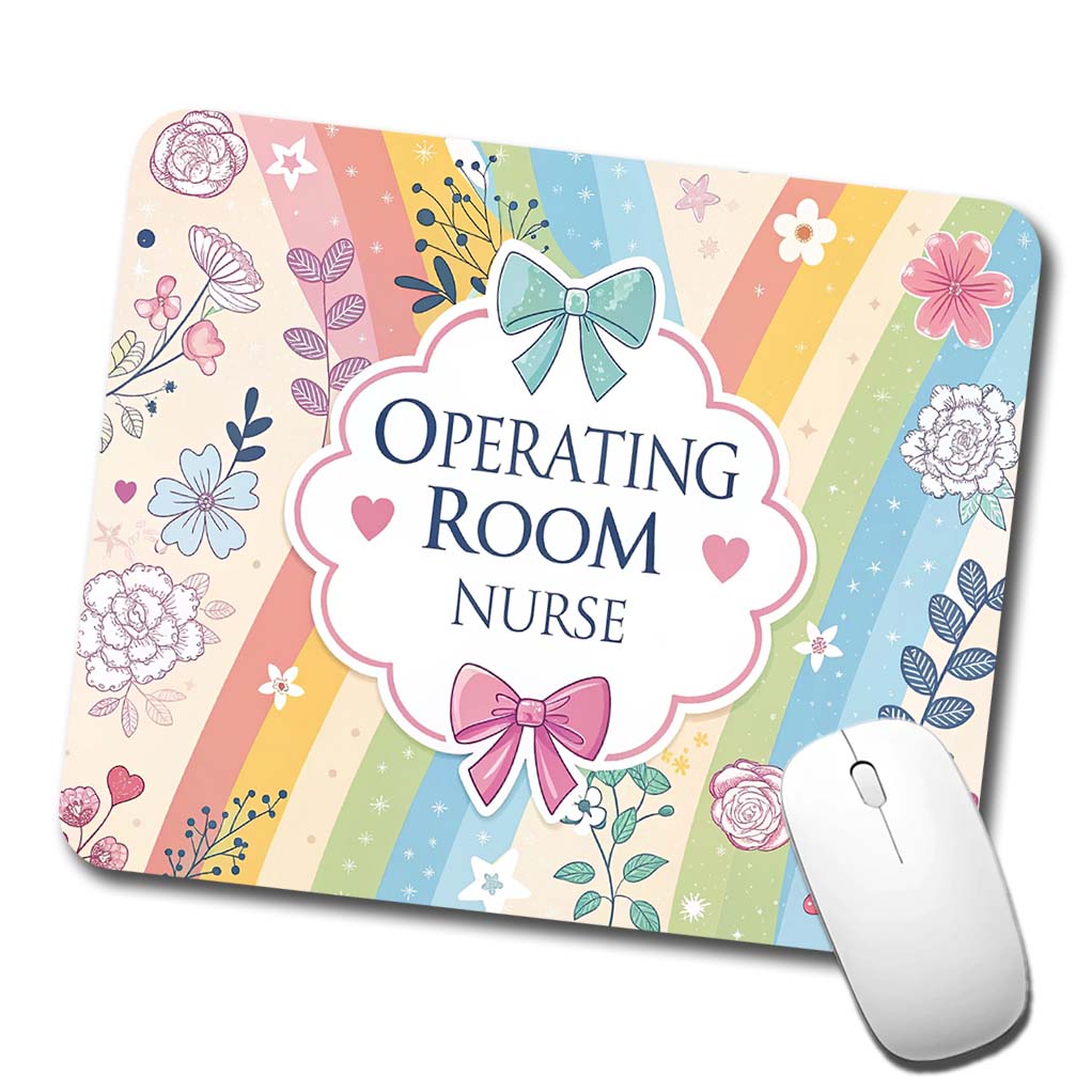 Operating Room Nurse Appreciation Coquette Bows Flowers Low Profile Mouse Pad Mat