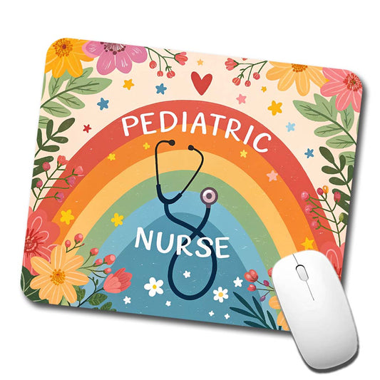 Pediatric Nurse Appreciation Stethoscope Flowers Low Profile Mouse Pad Mat
