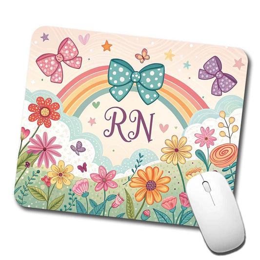 RN Registered Nurse Appreciation Coquette Bows Flowers Low Profile Mouse Pad Mat
