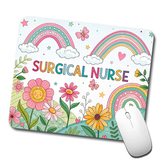 Surgical Nurse Appreciation Coquette Bows Flowers Low Profile Mouse Pad Mat