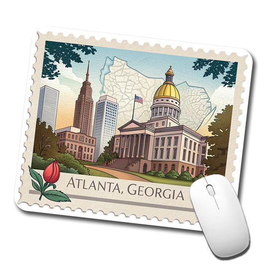 Atlanta, Georgia GA Travel City State Stamp Low Profile Mouse Pad Mat