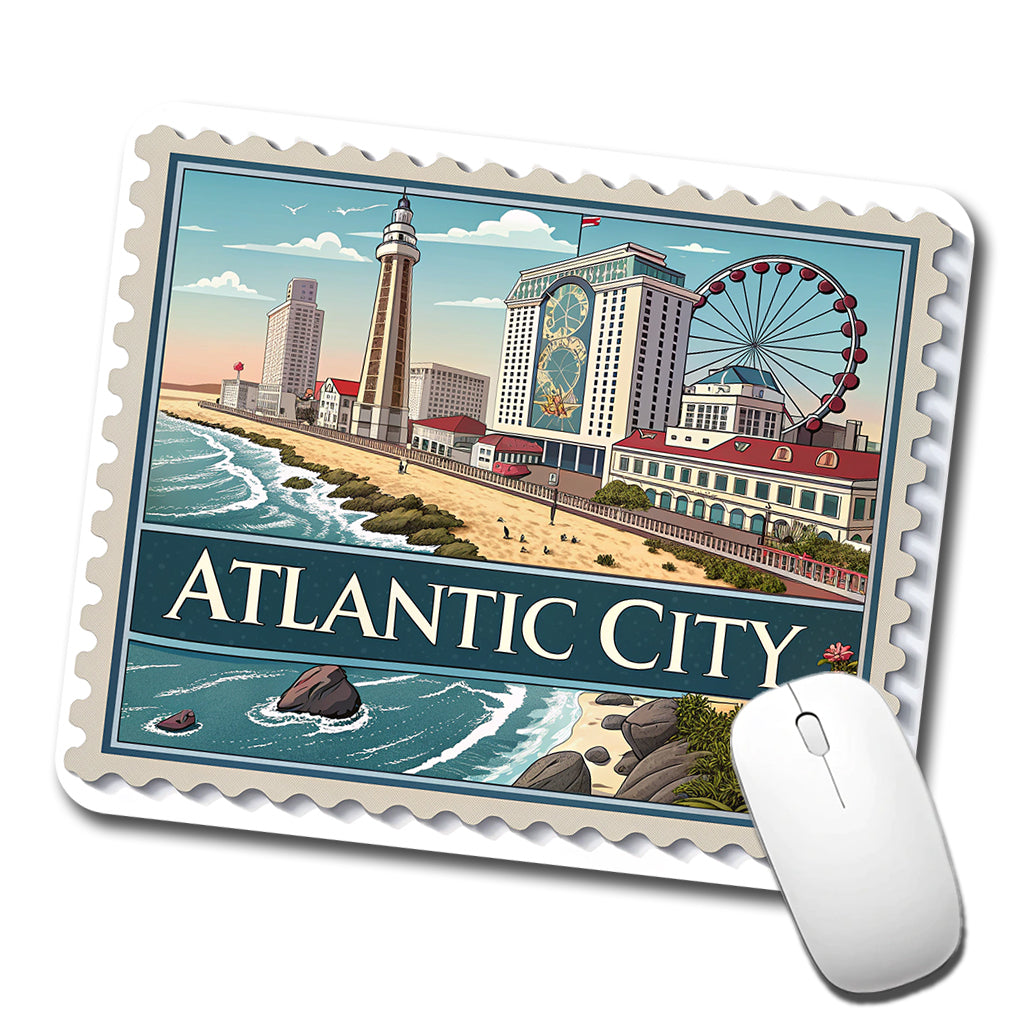 Atlantic City, New Jersey NJ Travel City State Stamp Low Profile Mouse Pad Mat
