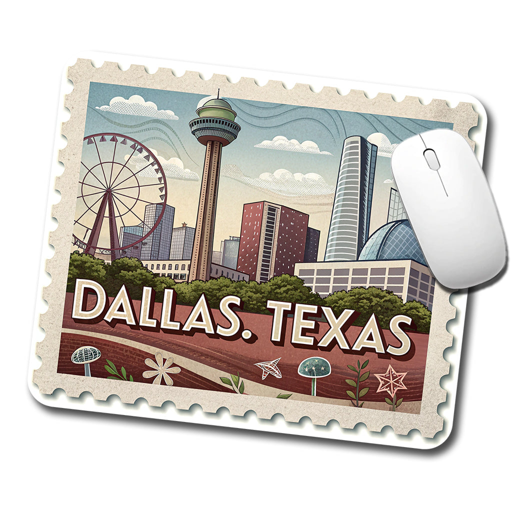 Dallas, Texas TX Travel City State Stamp Low Profile Mouse Pad Mat
