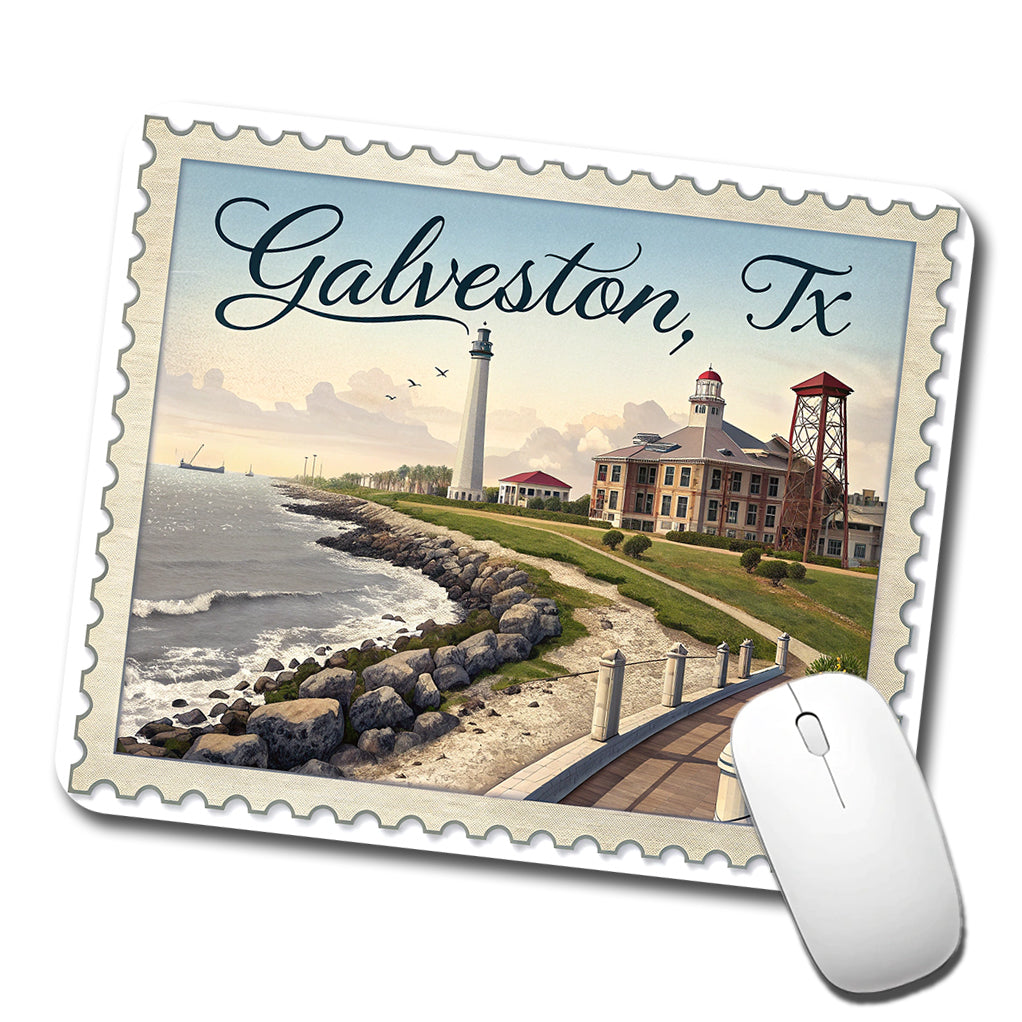 Galveston, Texas TX Travel City State Stamp Low Profile Mouse Pad Mat