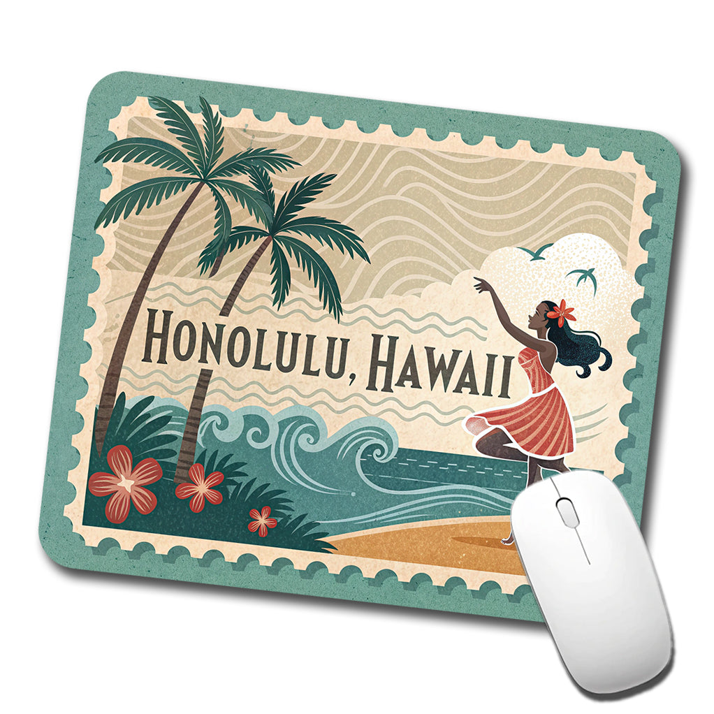 Honolulu, Hawaii HI Travel City State Stamp Low Profile Mouse Pad Mat