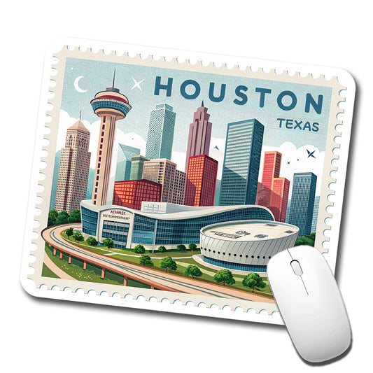 Houston, Texas TX Travel City State Stamp Low Profile Mouse Pad Mat