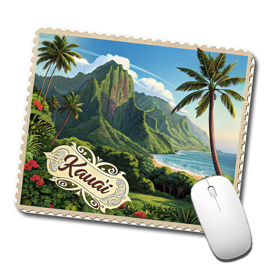 Kaua'i, Hawaii Hi Tropical Travel City State Stamp Low Profile Mouse Pad Mat