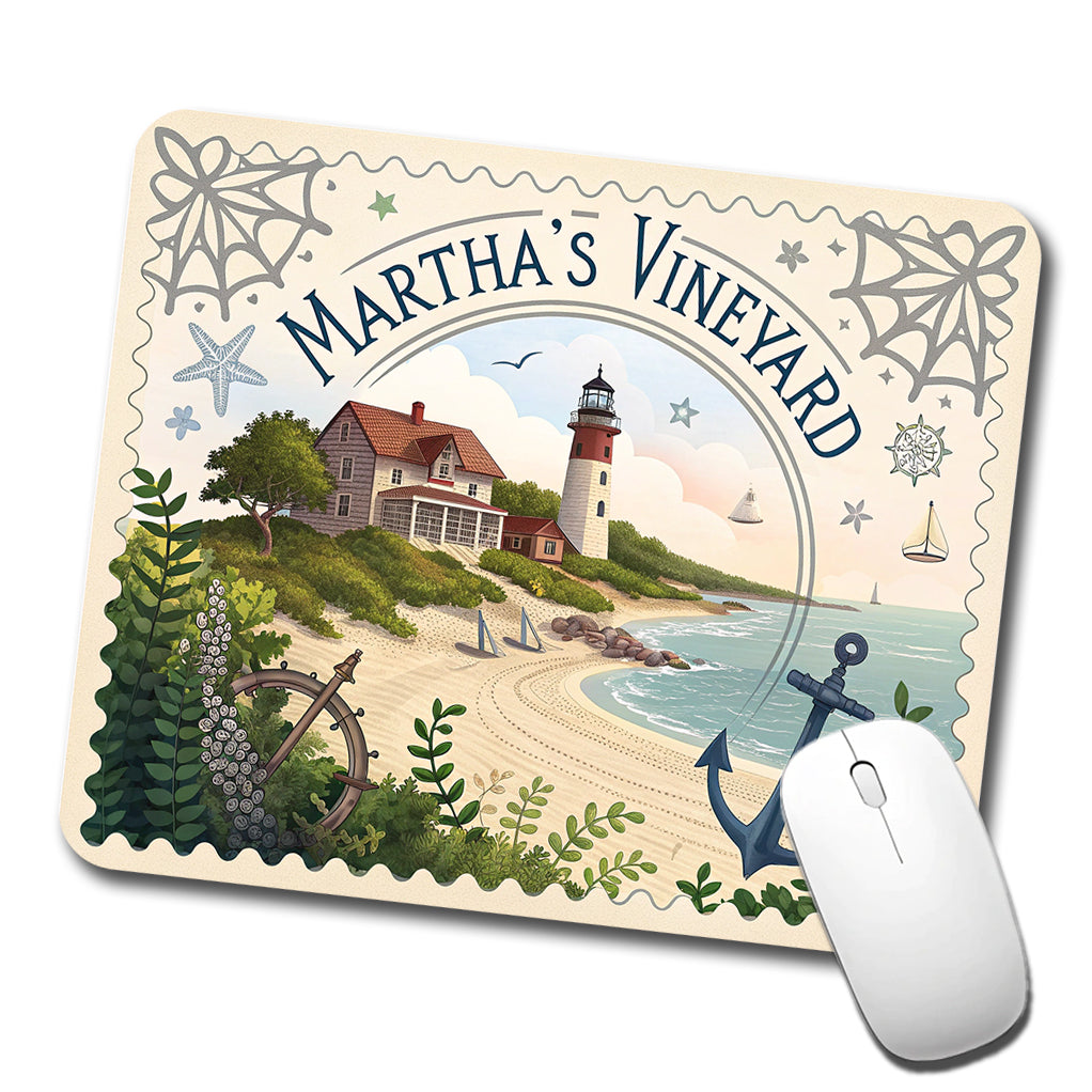 Martha's Vineyard, Massachusetts MA Travel City State Stamp Low Profile Mouse Pad Mat