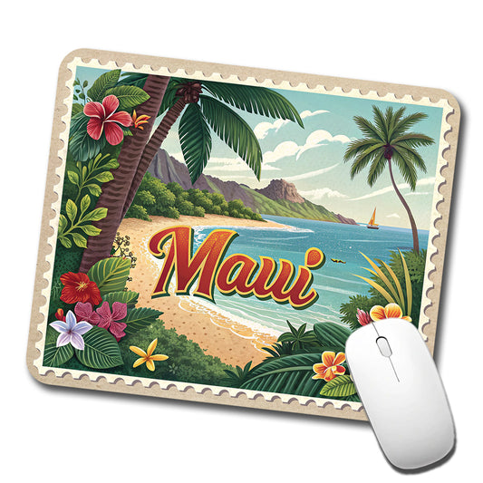 Maui, Hawaii HI Tropical Travel City State Stamp Low Profile Mouse Pad Mat