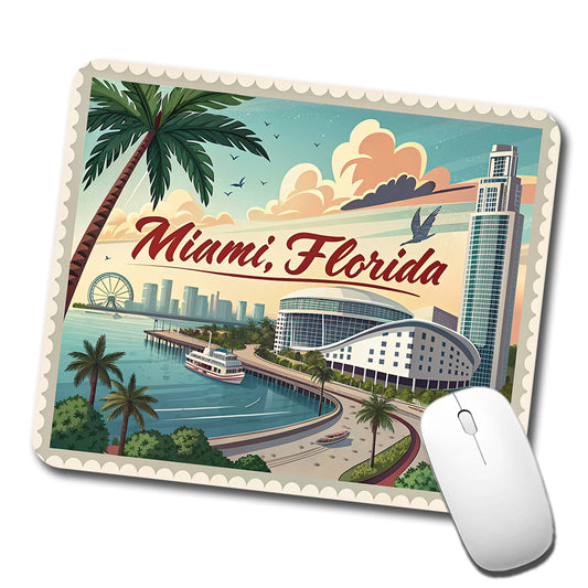Miami, Florida FL Travel City State Stamp Low Profile Mouse Pad Mat