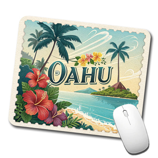 O'Ahu Hawaii HI Travel City State Stamp Low Profile Mouse Pad Mat