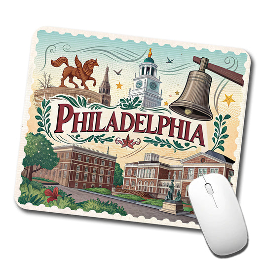 Philadelphia PA Travel City State Stamp Low Profile Mouse Pad Mat