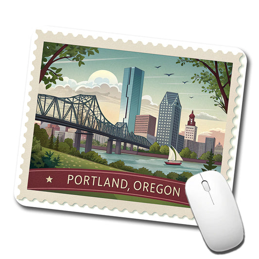 Portland, Oregon OR Travel City State Stamp Low Profile Mouse Pad Mat