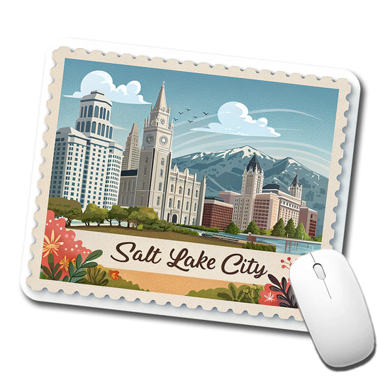 Salt Lake City, Utah UT Travel City State Stamp Low Profile Mouse Pad Mat