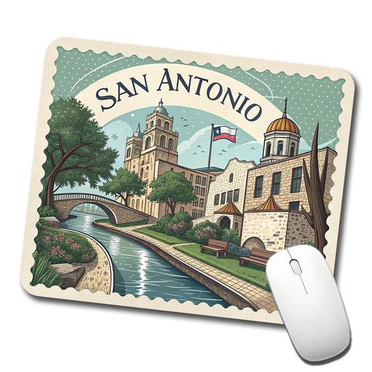 San Antonio, Texas TX Travel City State Stamp Low Profile Mouse Pad Mat