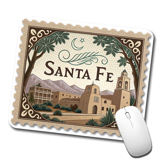 Santa Fe, New Mexico NM Travel City State Stamp Low Profile Mouse Pad Mat