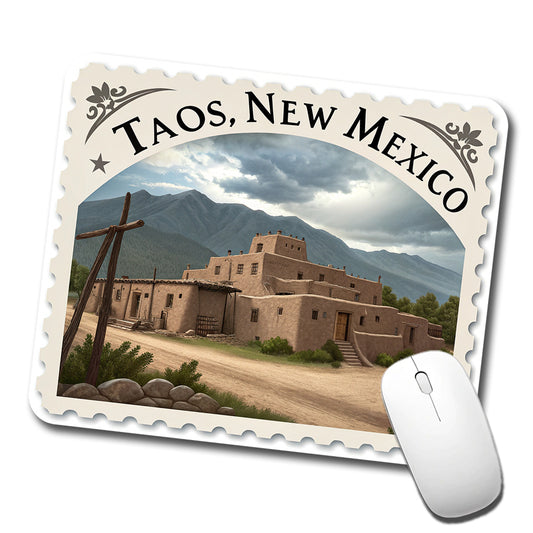 Taos, New Mexico NM Travel City State Stamp Low Profile Mouse Pad Mat