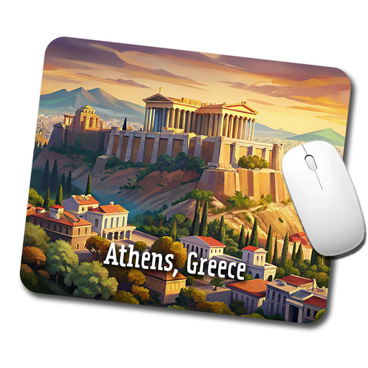 Athens, Greece Travel City Country Stamp Low Profile Mouse Pad Mat