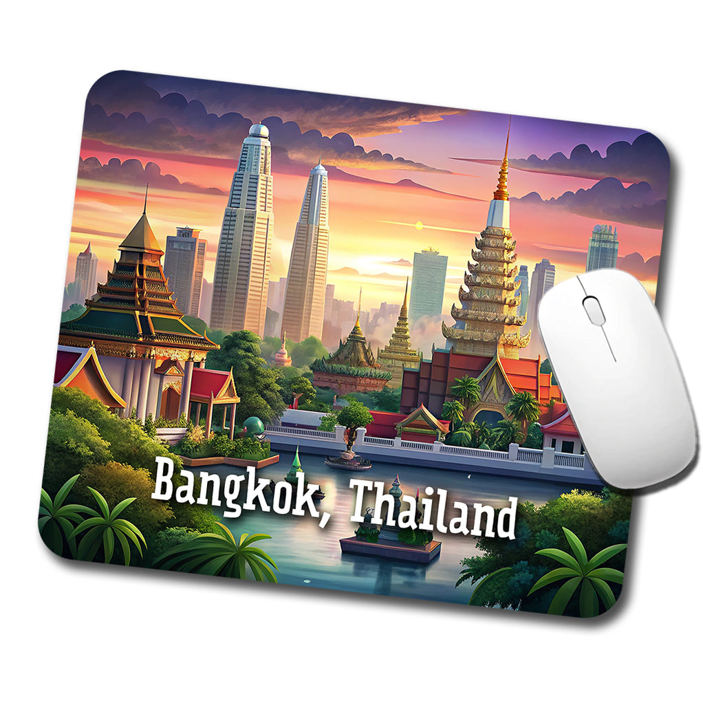Bangkok, Thailand Travel City Country Stamp Low Profile Mouse Pad Mat