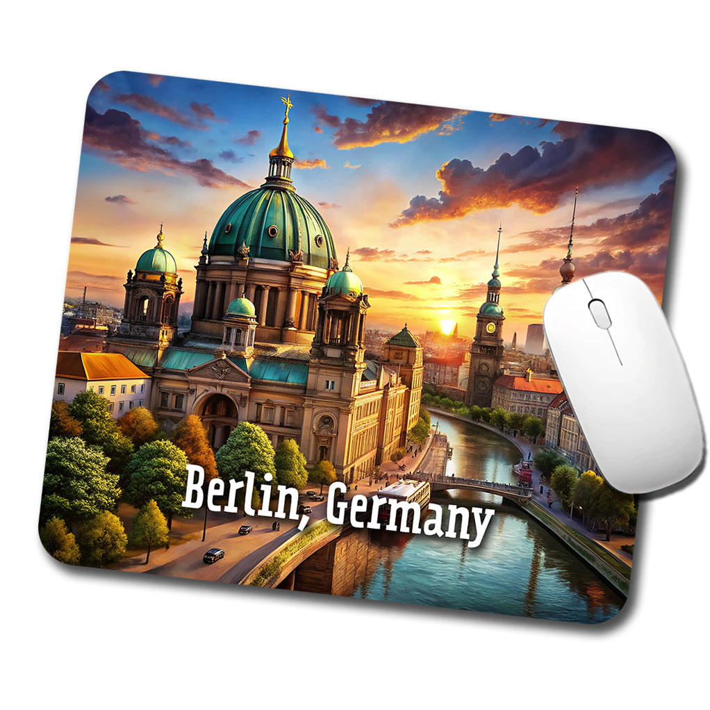 Berlin, Germany Travel City Country Stamp Low Profile Mouse Pad Mat