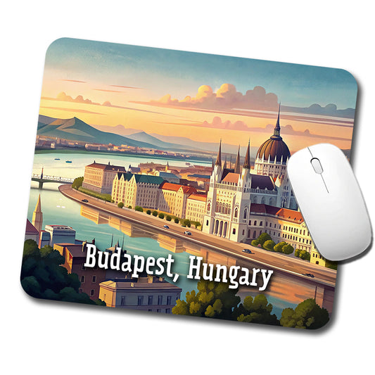 Budapest, Hungary Travel City Country Stamp Low Profile Mouse Pad Mat