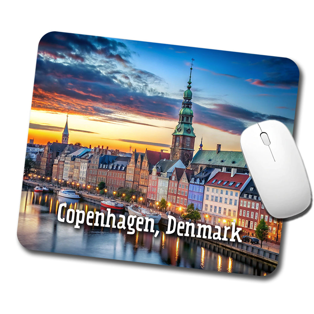 Copenhagen, Denmark Travel City Country Stamp Low Profile Mouse Pad Mat