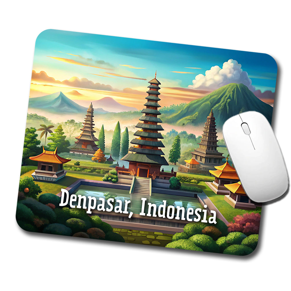 Denpasar, Indonesia Travel City Country Stamp Low Profile Mouse Pad Mat