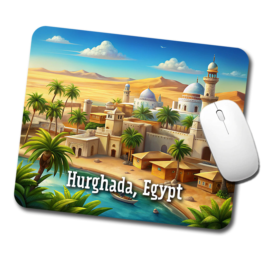 Hurghada, Egypt Travel City Country Stamp Low Profile Mouse Pad Mat