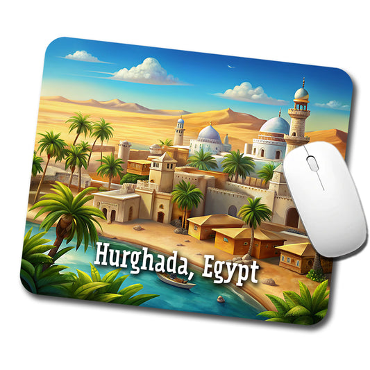 Hurghada, Egypt Travel City Country Stamp Low Profile Mouse Pad Mat