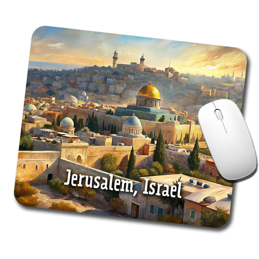 Jerusalem, Israel Travel City Country Stamp Low Profile Mouse Pad Mat