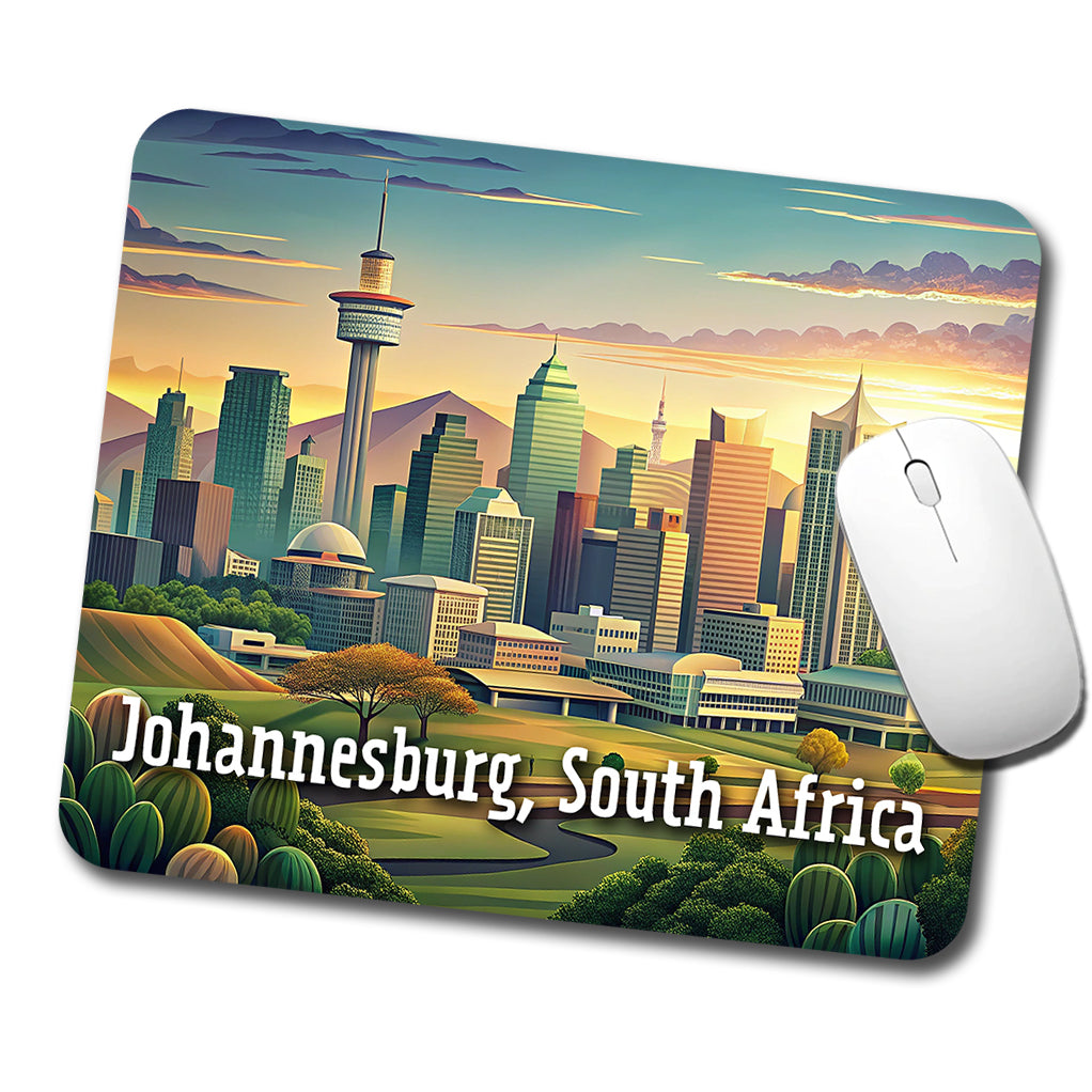 Johannesburg, South Africa Travel City Country Stamp Low Profile Mouse Pad Mat
